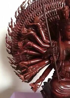印度小叶紫檀坐式千手观音仙作工艺精雕细磨 红木精品-4