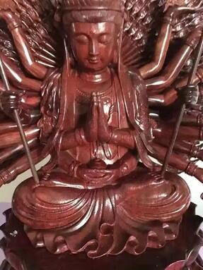 印度小叶紫檀坐式千手观音仙作工艺精雕细磨 红木精品-2