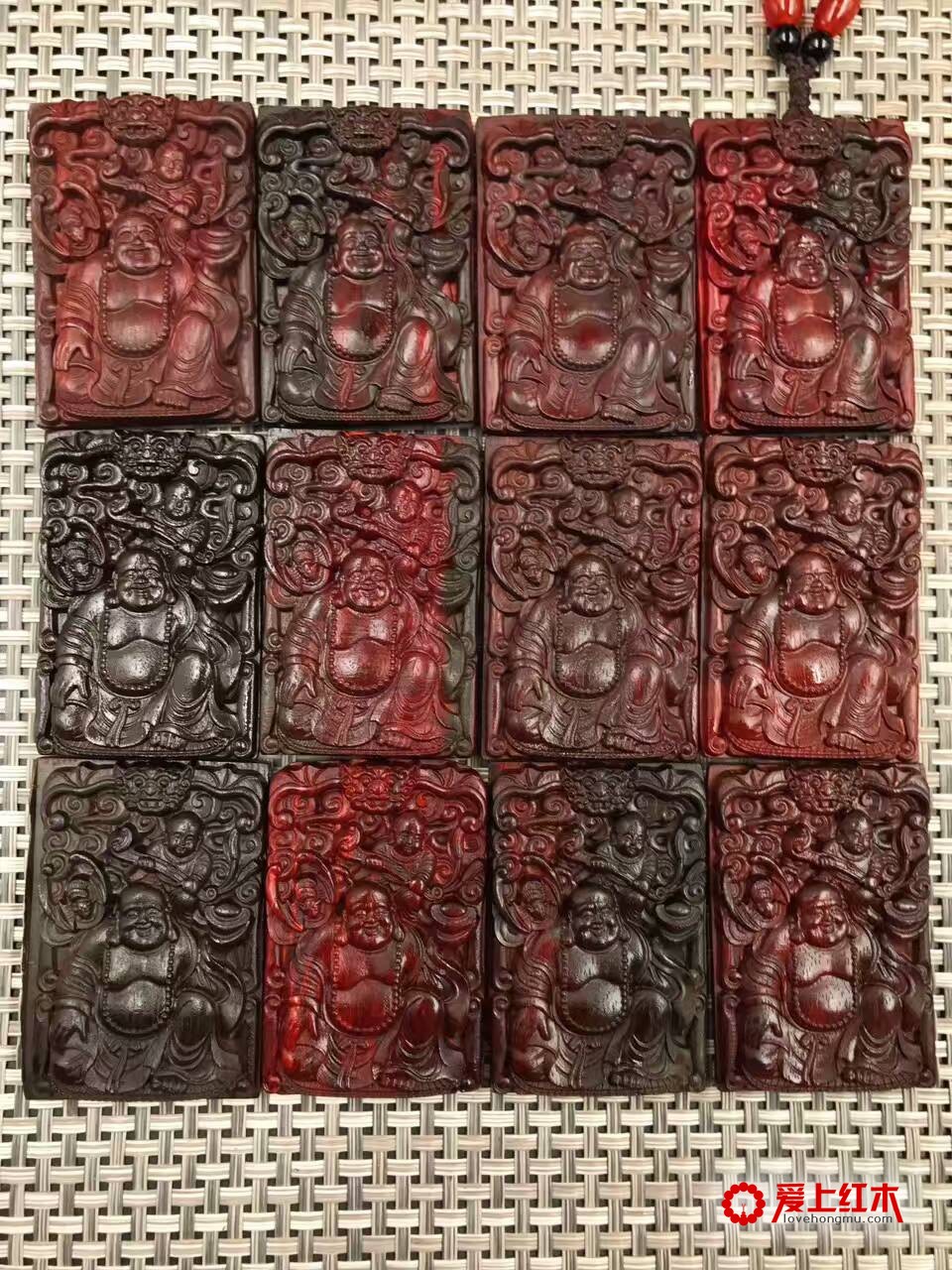 印度小叶紫檀笑佛吊坠 雕工精美笑口常开-8