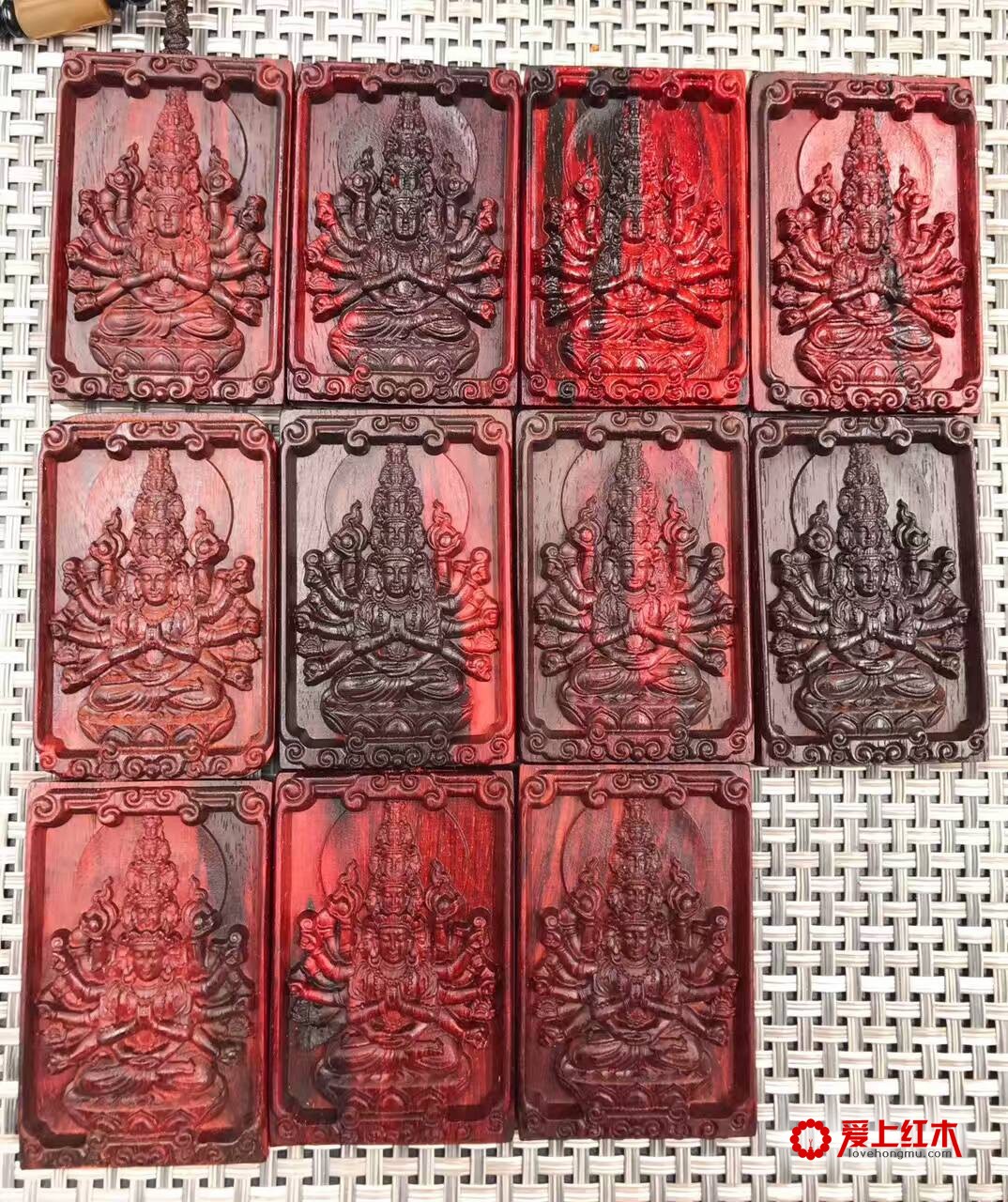 新款印度小叶紫檀千手观音吊坠 立体精雕完美无瑕-7