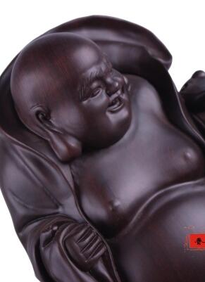 檀木雕刻持如意弥勒佛 红木家居礼品摆件工艺品-2