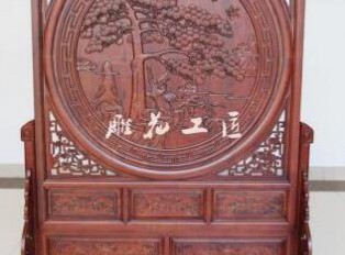 东阳木雕刻花梨红屏风 插屏落地座屏