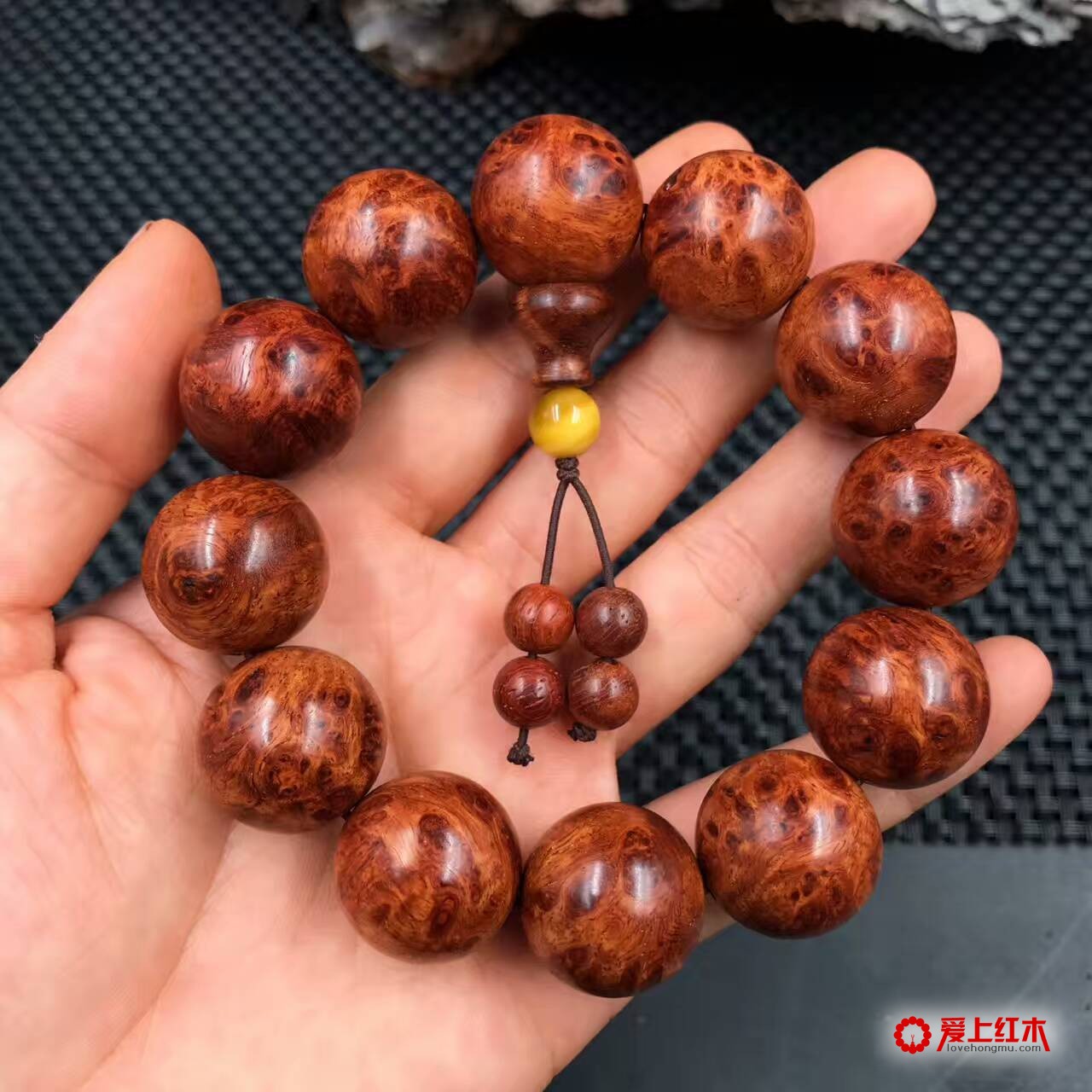 缅甸花梨瘤2.0手串 淡淡花梨香底色干净-4