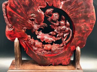 正宗印度小叶紫高密度爆炸性瘤疤雕件《和和美美》