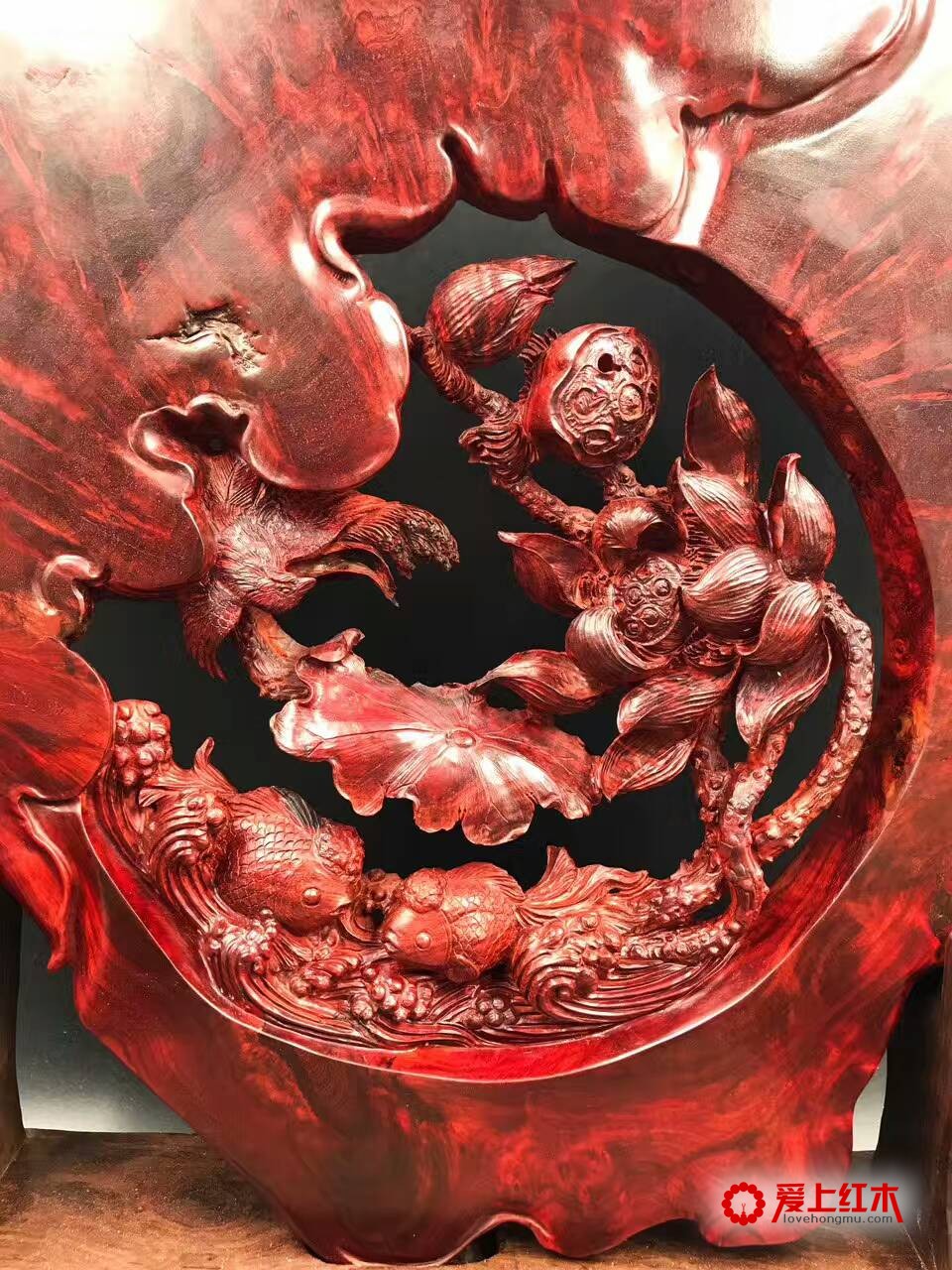 正宗印度小叶紫高密度爆炸性瘤疤雕件《和和美美》-5