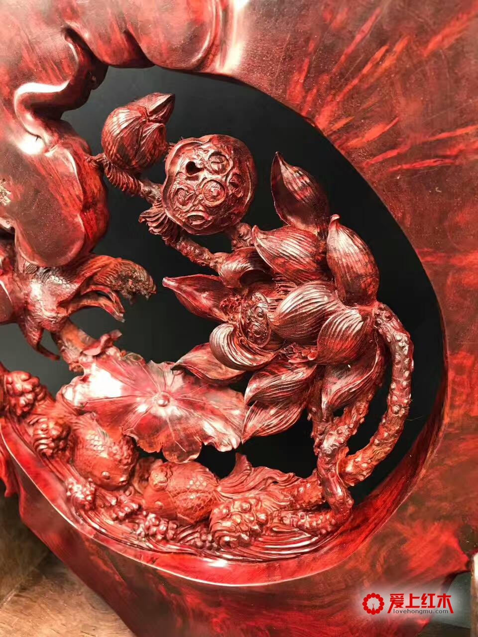 正宗印度小叶紫高密度爆炸性瘤疤雕件《和和美美》-7