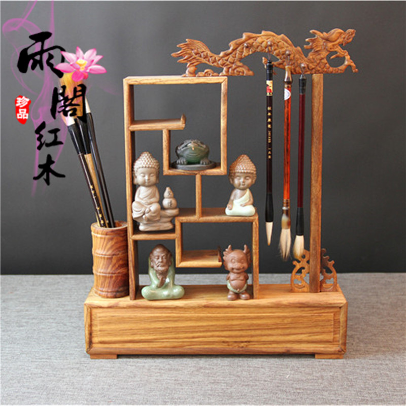 红木笔架亚花梨多宝笔架 笔架笔挂文房四宝书房摆件-1