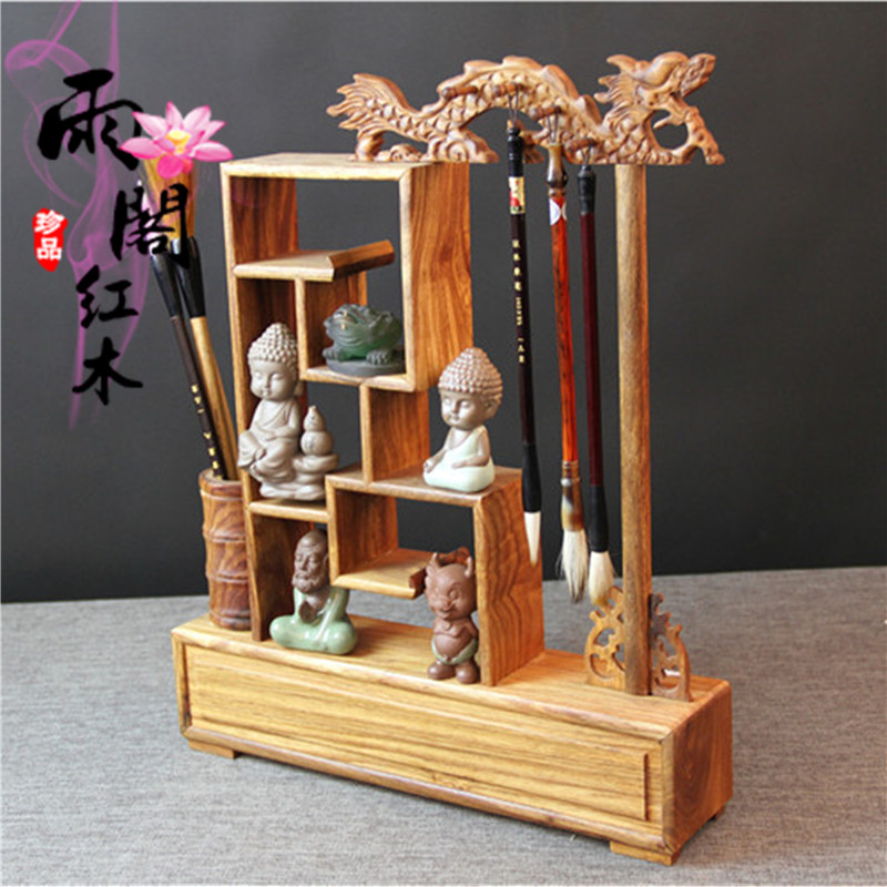 红木笔架亚花梨多宝笔架 笔架笔挂文房四宝书房摆件-2