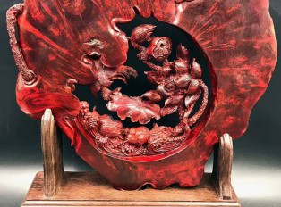 正宗印度小叶紫檀高密度爆瘤雕件《和和美美》