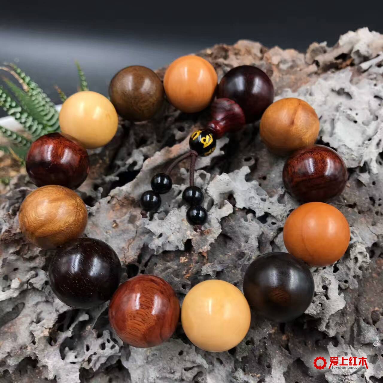 小叶紫檀金丝楠多宝珠1.8颗颗精挑细选手工打磨-5