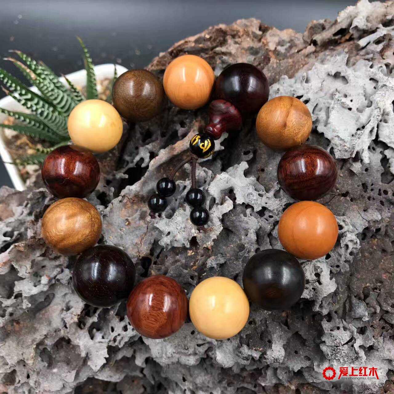 小叶紫檀金丝楠多宝珠1.8颗颗精挑细选手工打磨-7