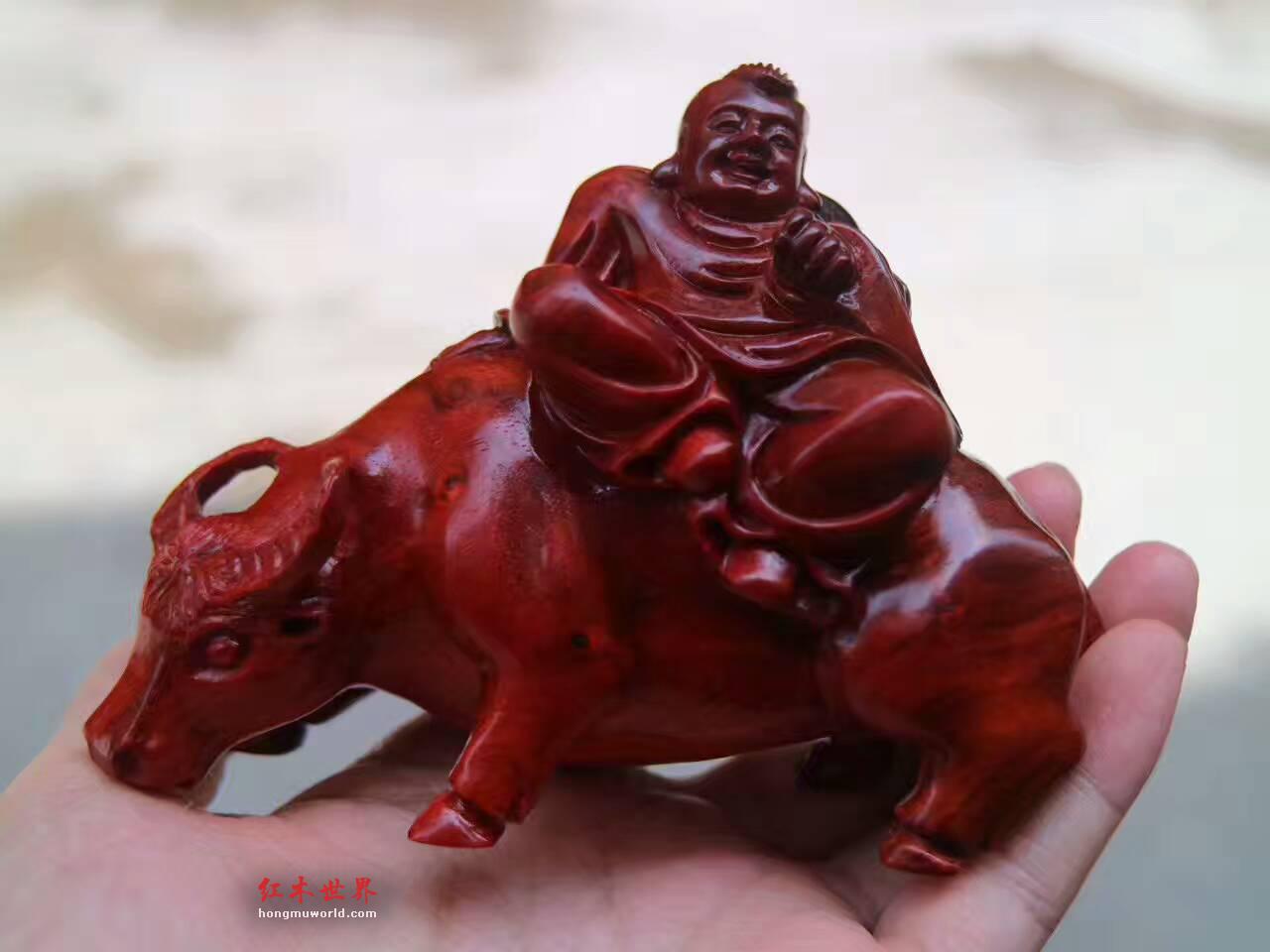 小叶紫檀精品摆件《牧童遥指杏花村》适合书房摆放的闲趣工艺品-1
