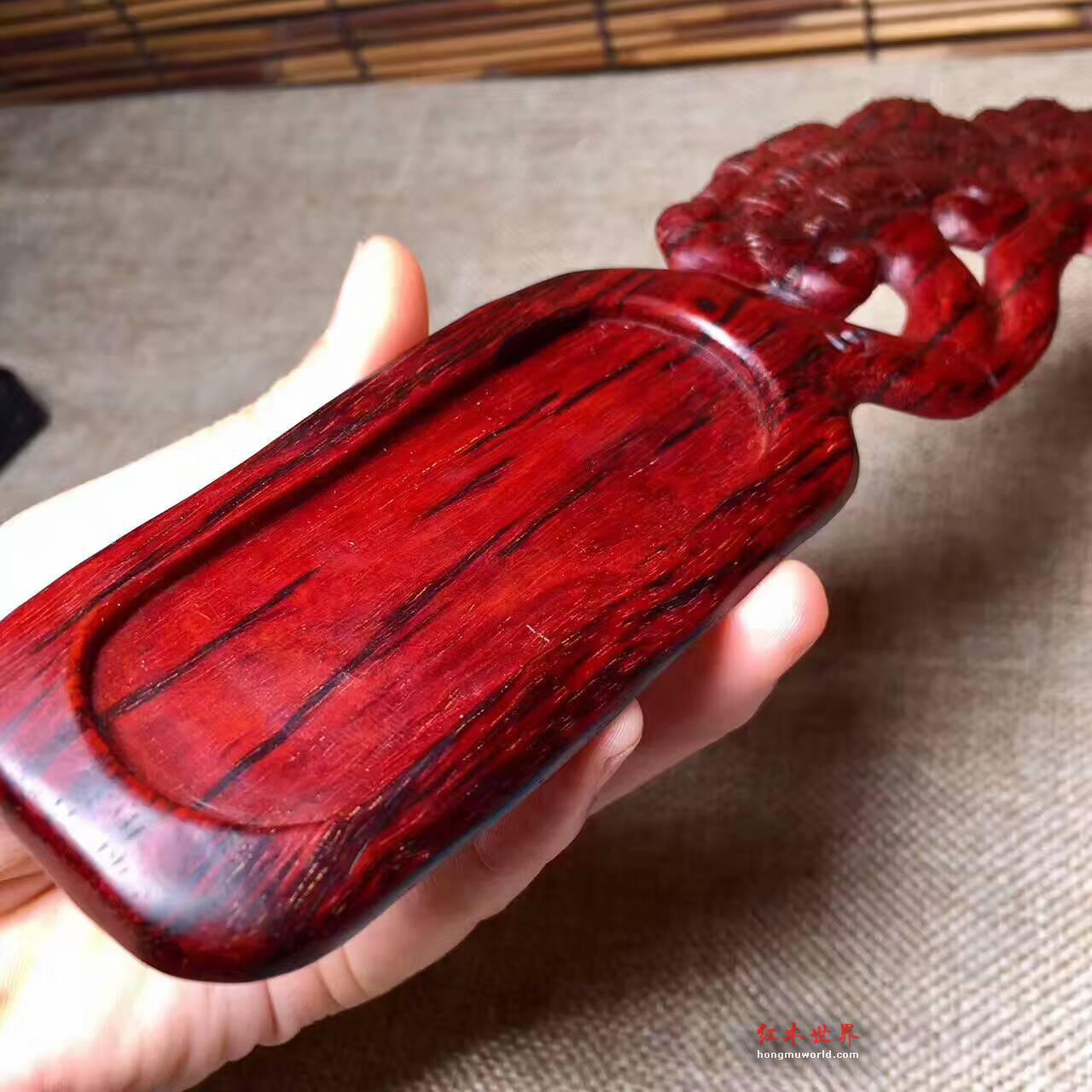 小叶紫檀笔洗烟灰缸 雕刻精美实用装饰-2