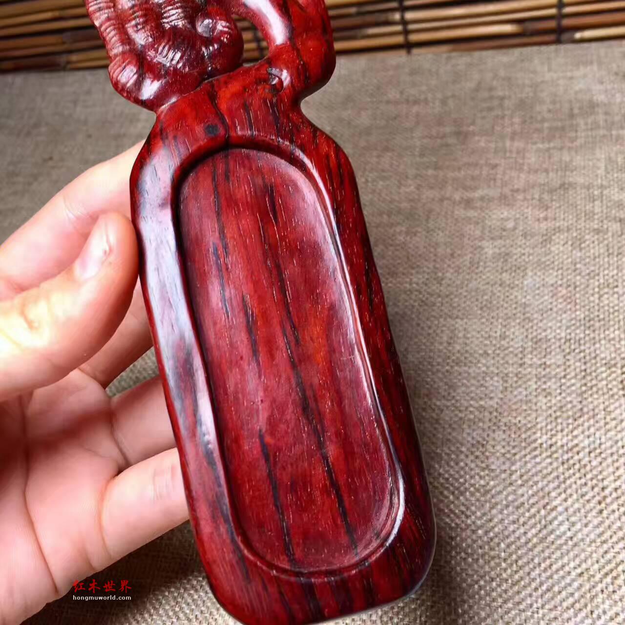 小叶紫檀笔洗烟灰缸 雕刻精美实用装饰-3