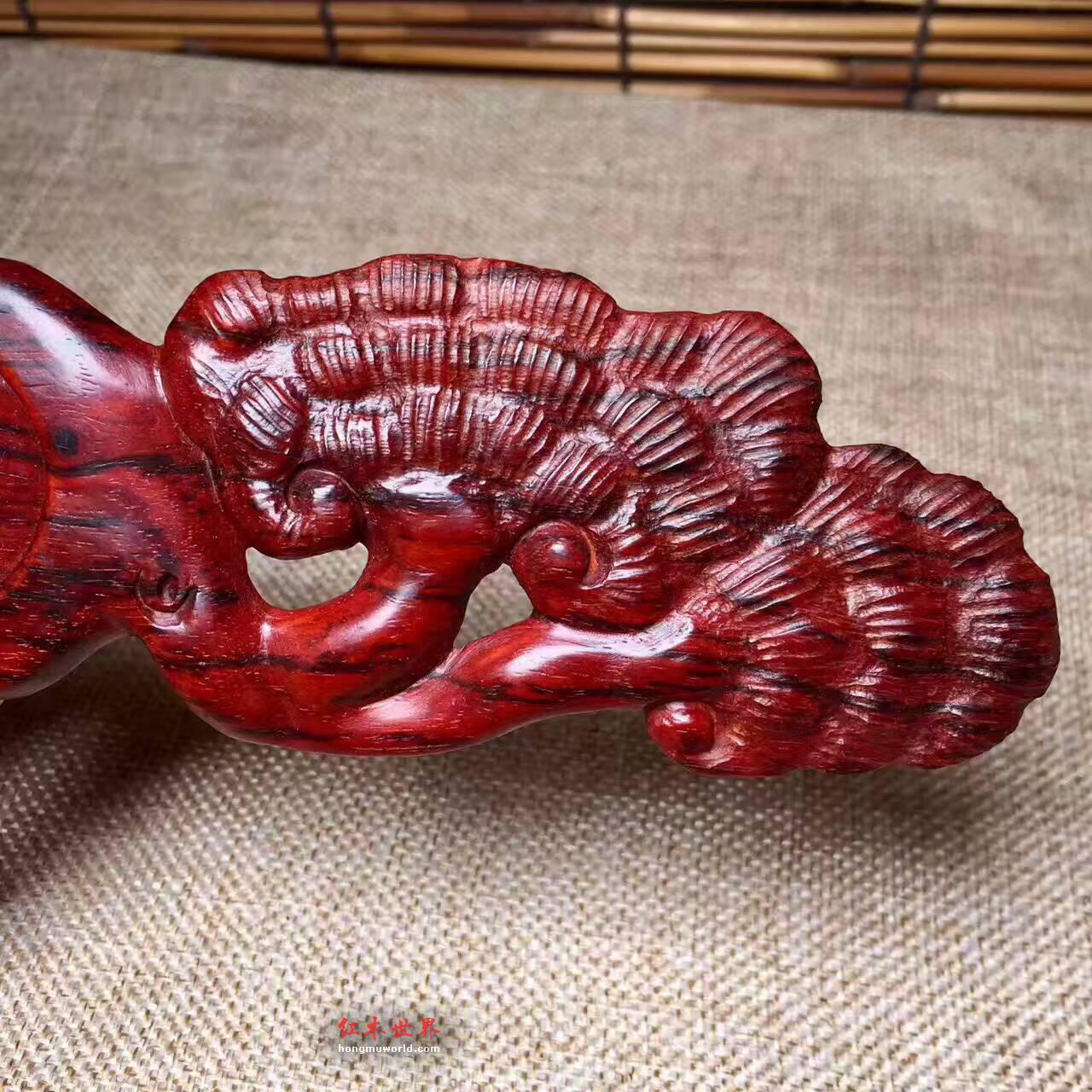 小叶紫檀笔洗烟灰缸 雕刻精美实用装饰-5