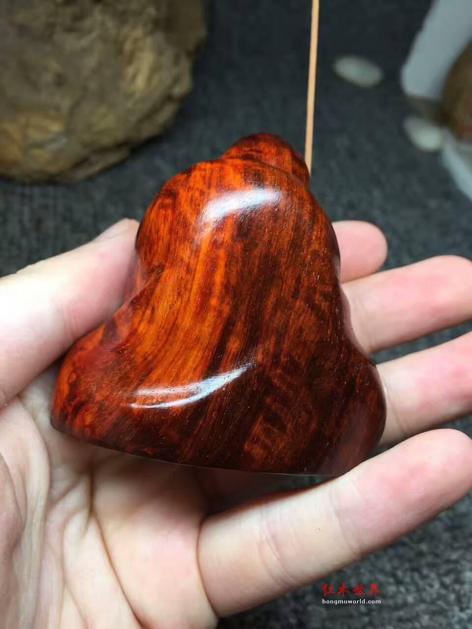 小叶紫檀火焰纹《开心弥勒》香插 笑口常开-6