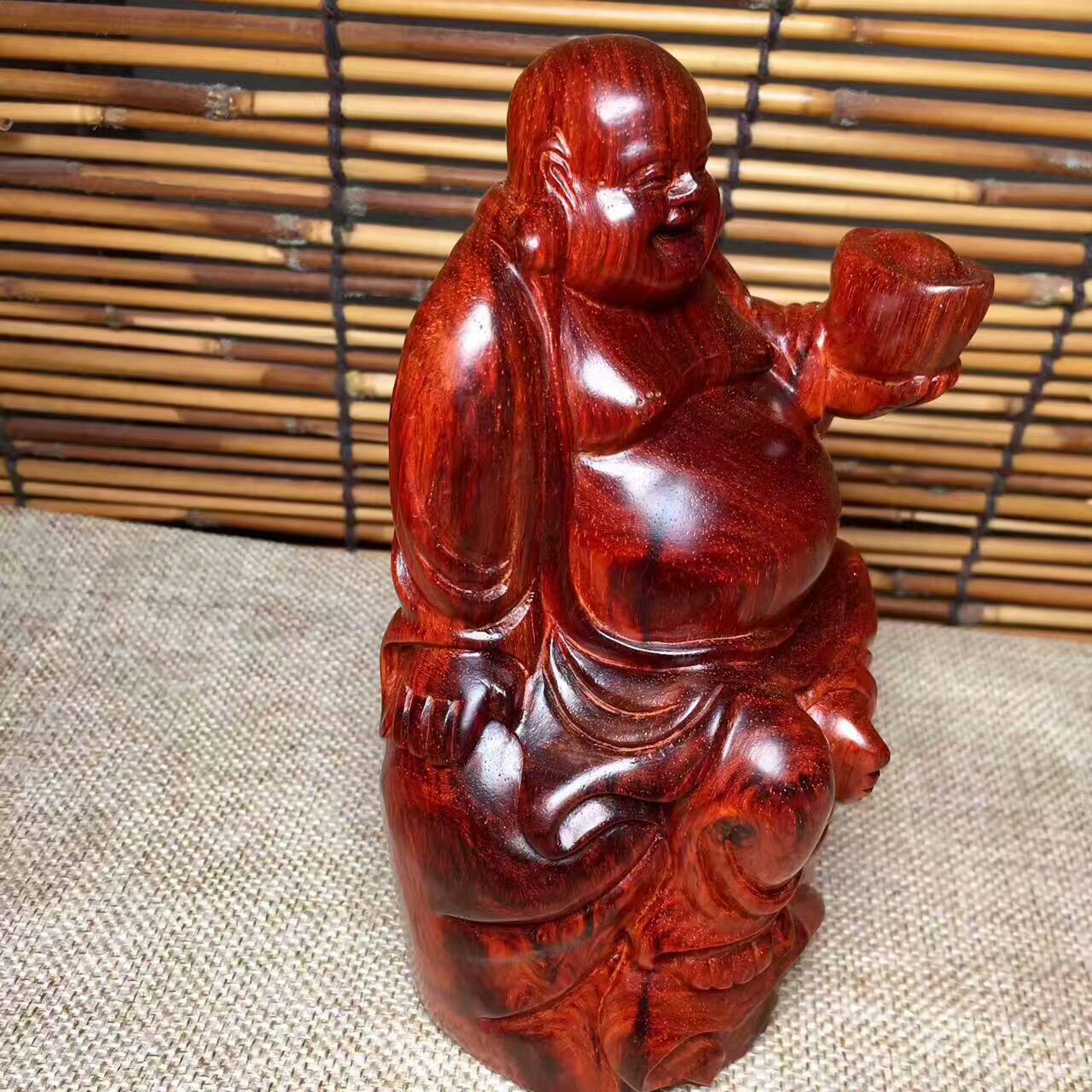 小叶紫檀把件元宝弥勒佛带金星 小巧可爱