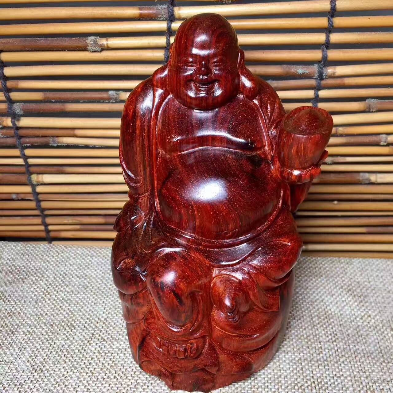 小叶紫檀把件元宝弥勒佛带金星 小巧可爱-2