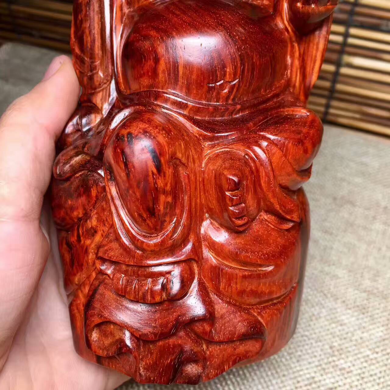 小叶紫檀把件元宝弥勒佛带金星 小巧可爱-5