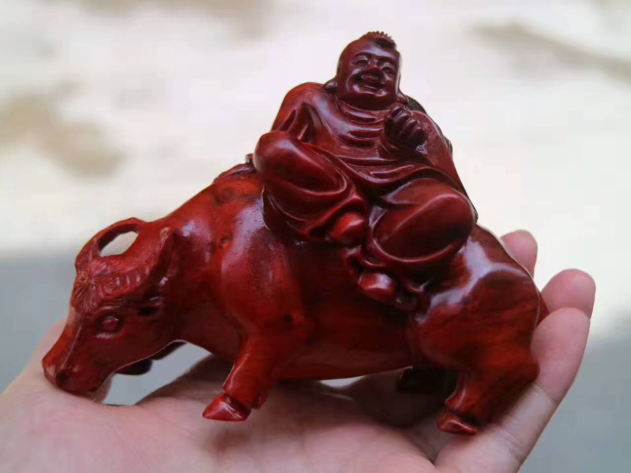 小叶紫檀精品摆件《牧童骑黄牛》-2
