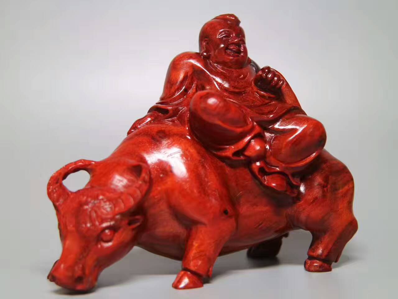 小叶紫檀精品摆件《牧童骑黄牛》-1
