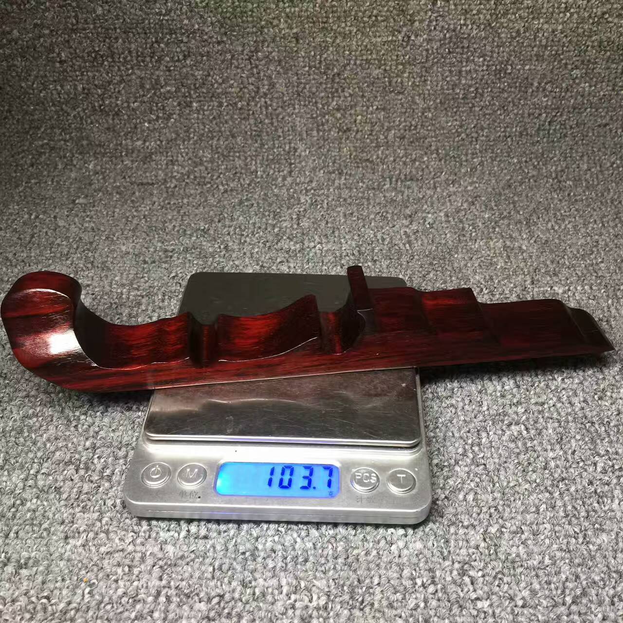 小叶紫檀随形笔架 小巧玲珑书桌摆设-7