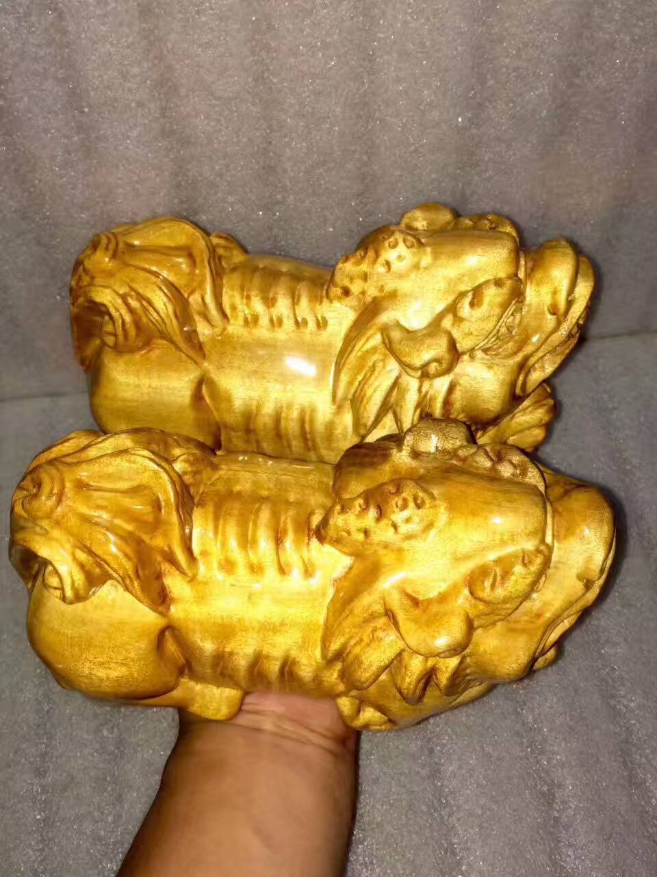 小叶桢楠貔貅 金色亮泽招财摆件-6