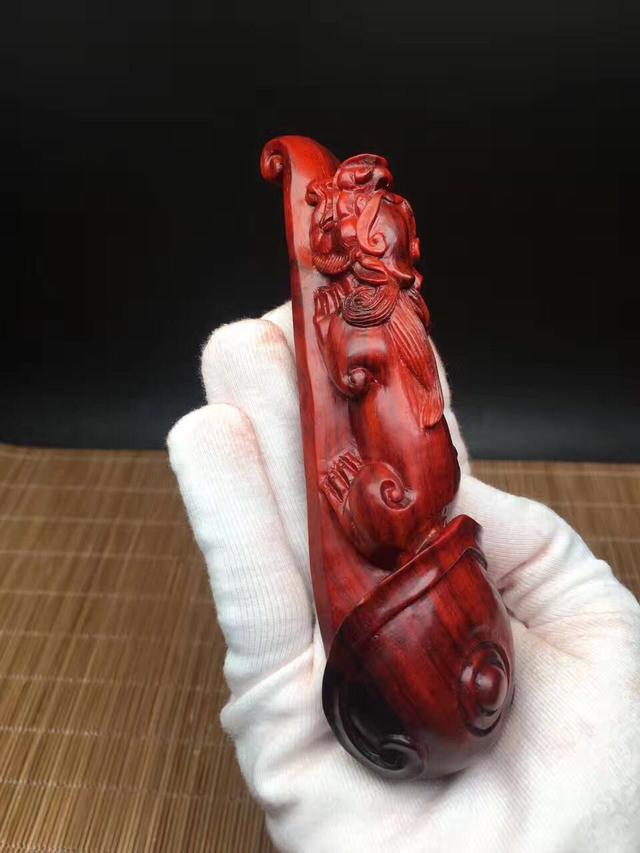 小叶紫檀纯手工把玩件 如意貔貅 形态优美-5