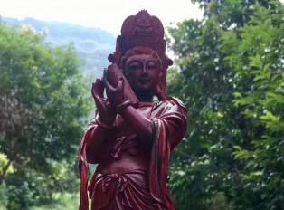 红木材质清刀工艺《文殊菩萨》形象生动意境悠长