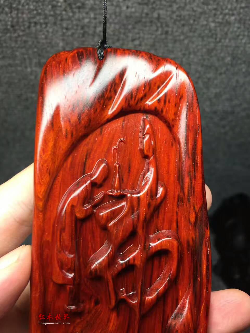 小叶紫檀《佛缘》手把件 鸡血红好料子纯泥料5A级-1