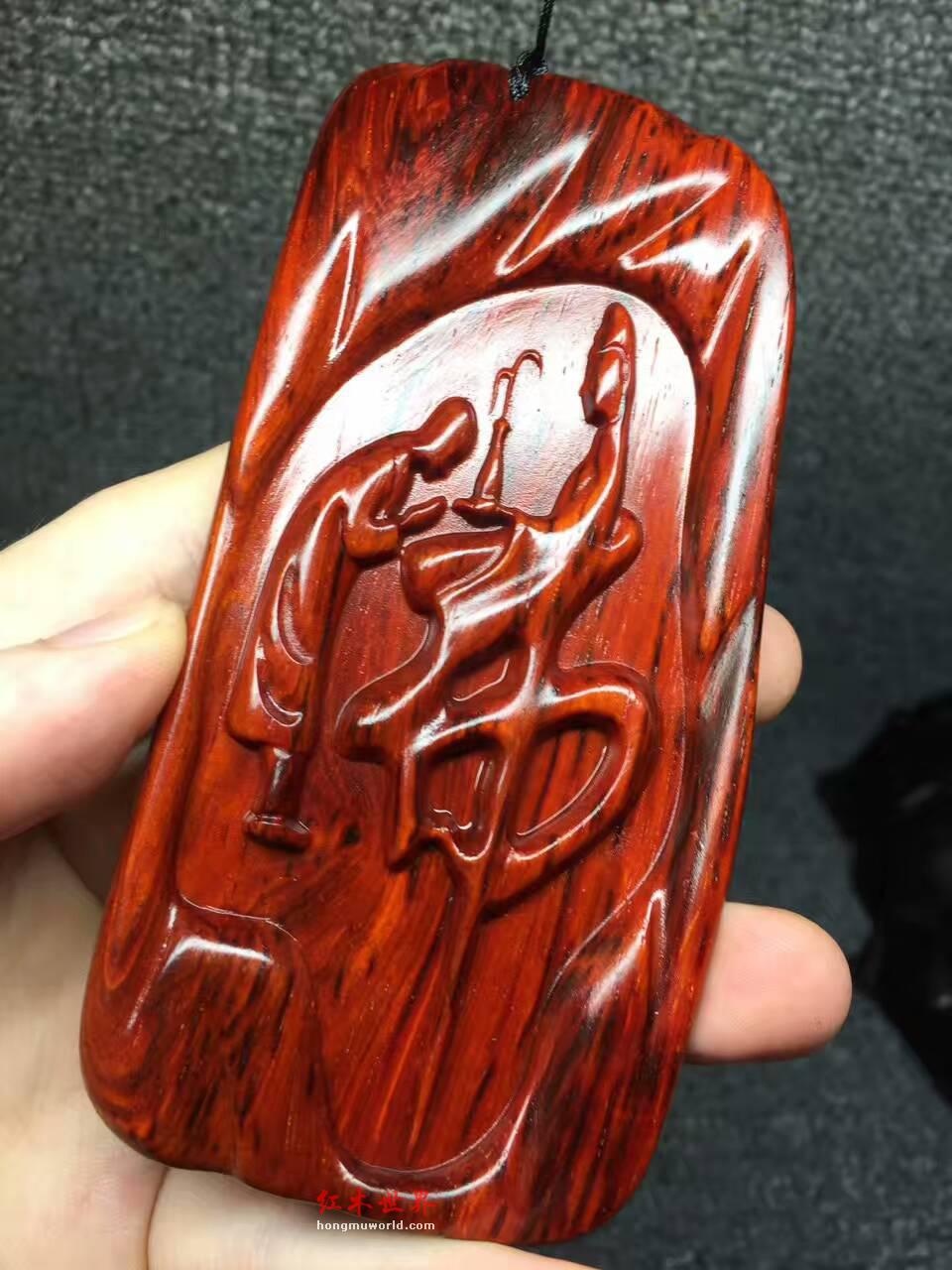 小叶紫檀《佛缘》手把件 鸡血红好料子纯泥料5A级-2