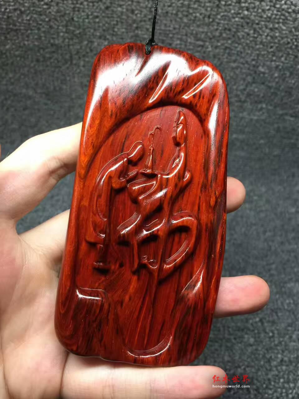 小叶紫檀《佛缘》手把件 鸡血红好料子纯泥料5A级-4