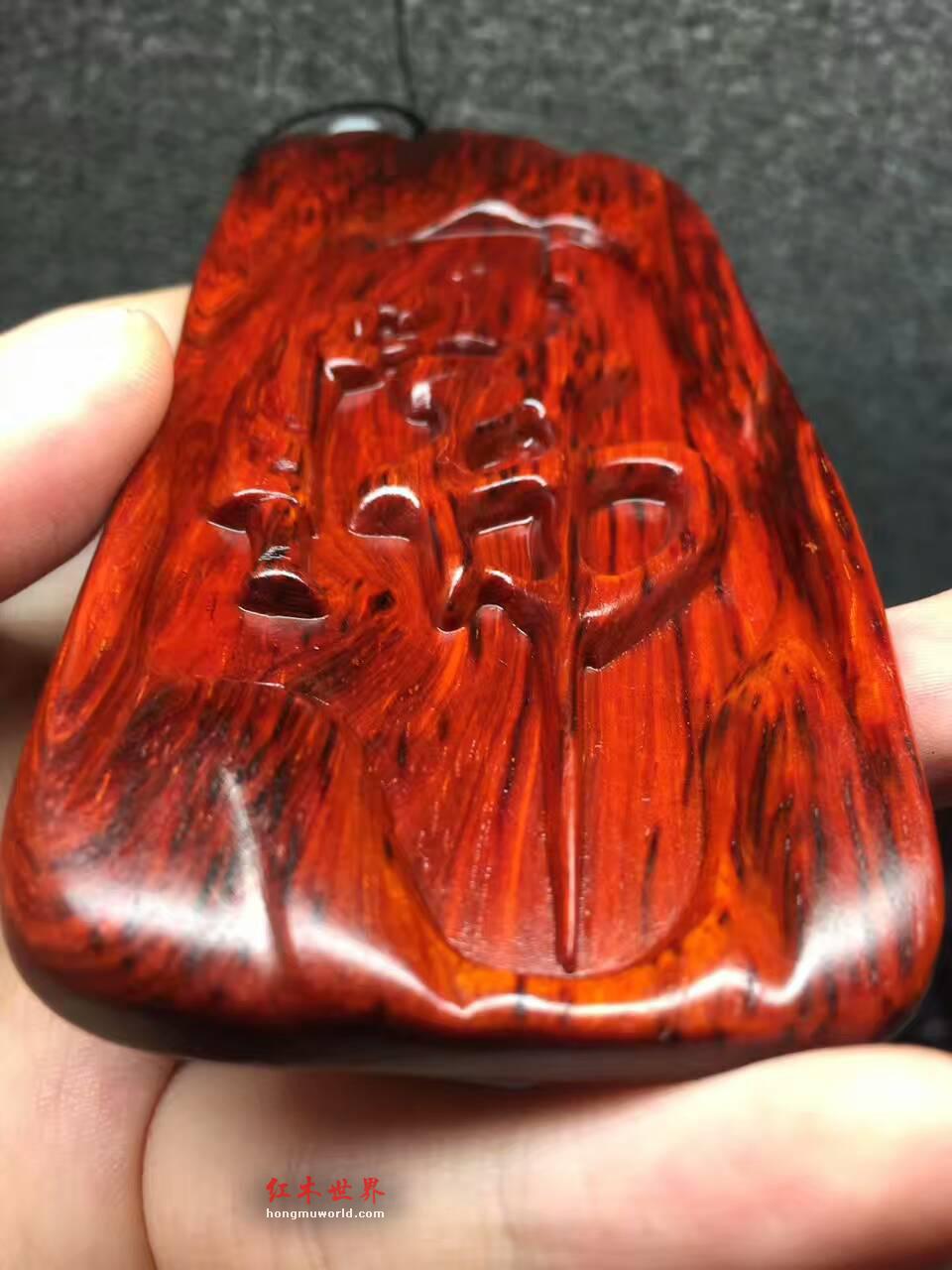 小叶紫檀《佛缘》手把件 鸡血红好料子纯泥料5A级-9