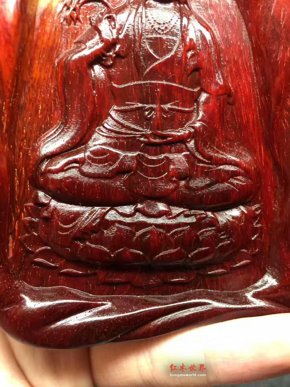 小叶紫檀把件《观音菩萨》 纯净泥料子多金粗星-8