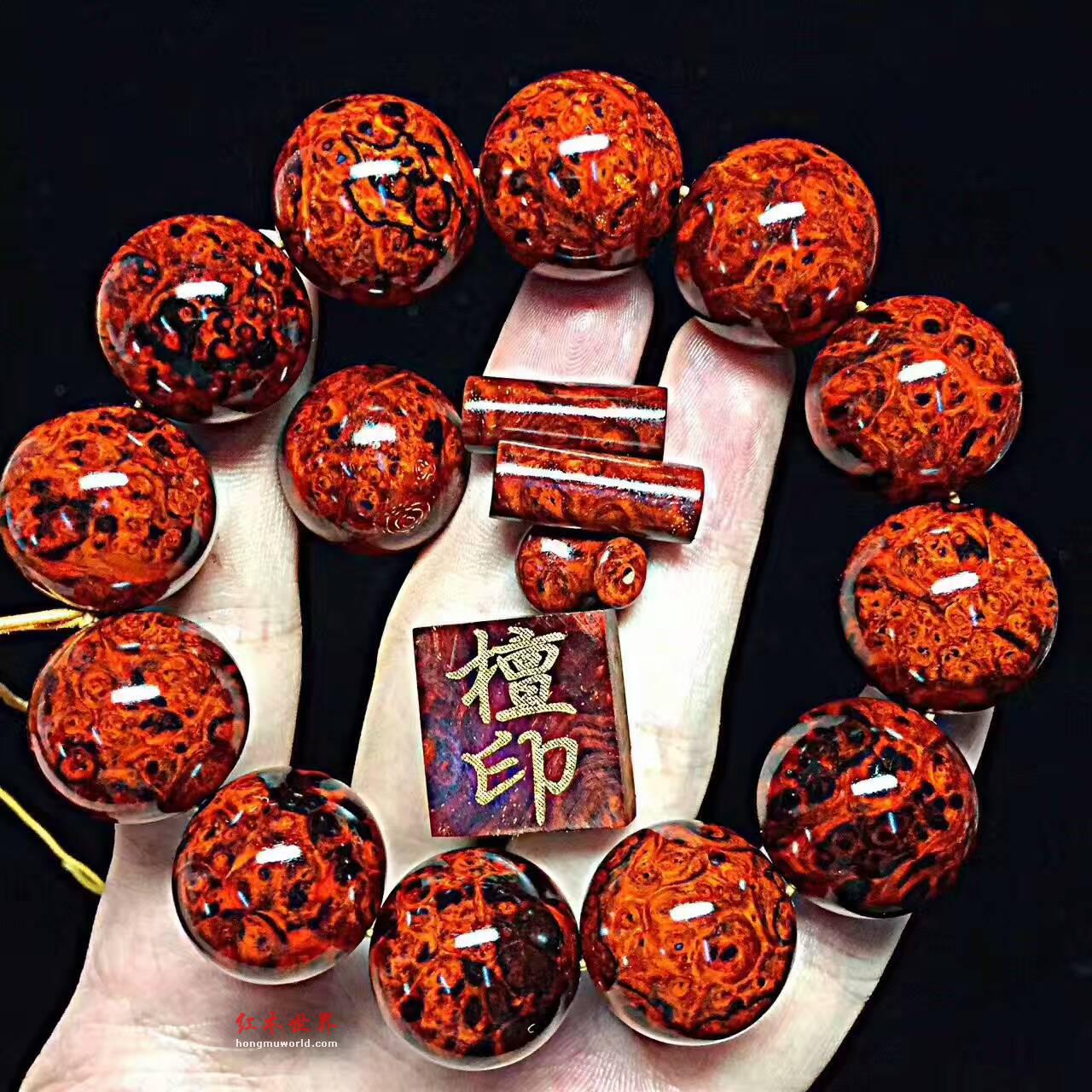 小叶紫檀手串《檀印》爆满瘤疤高油密质感极佳-2