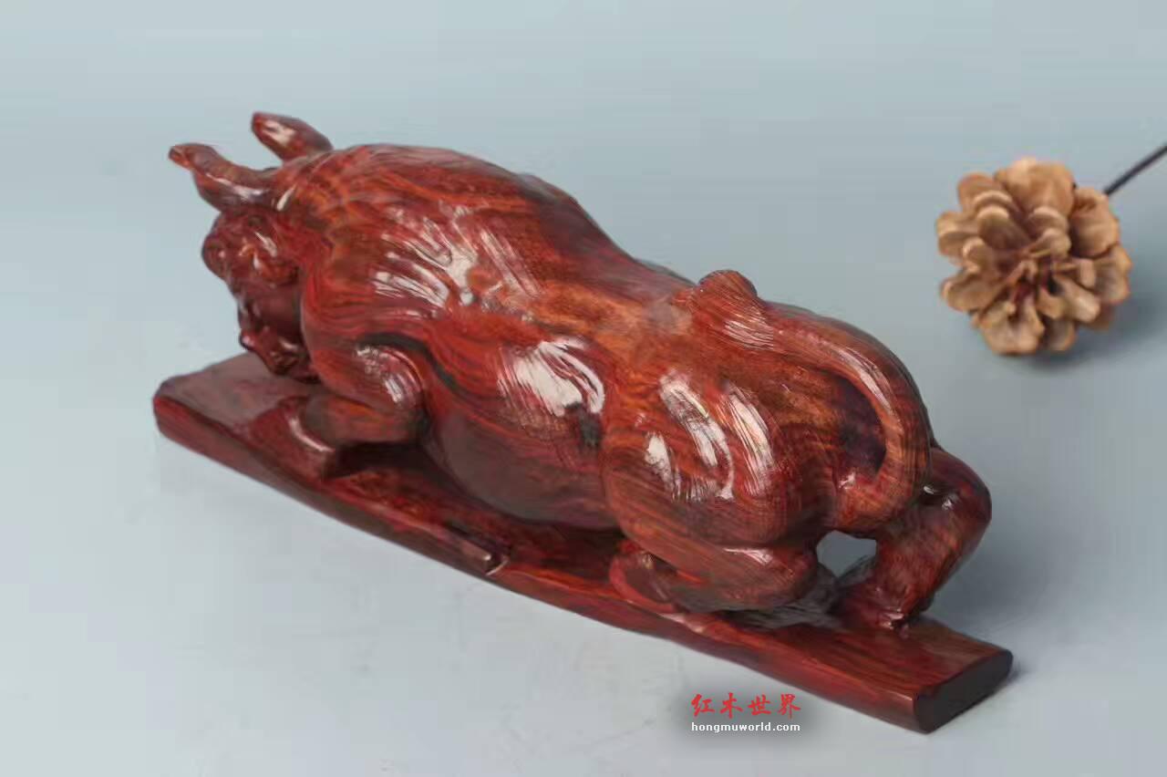 小紫叶檀工艺品《牛》栩栩如生一路牛市-9