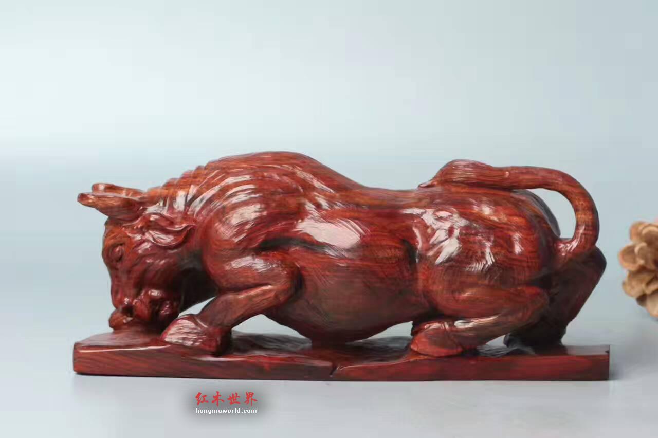 小紫叶檀工艺品《牛》栩栩如生一路牛市-5
