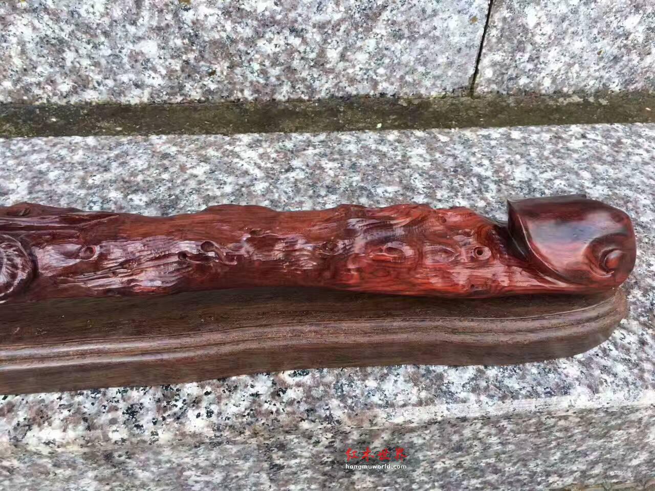 小叶紫檀把件《如意灵芝》精工雕刻油性好-1