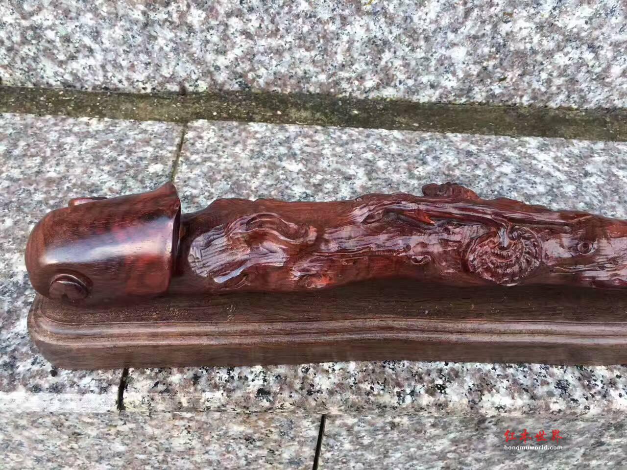 小叶紫檀把件《如意灵芝》精工雕刻油性好-2