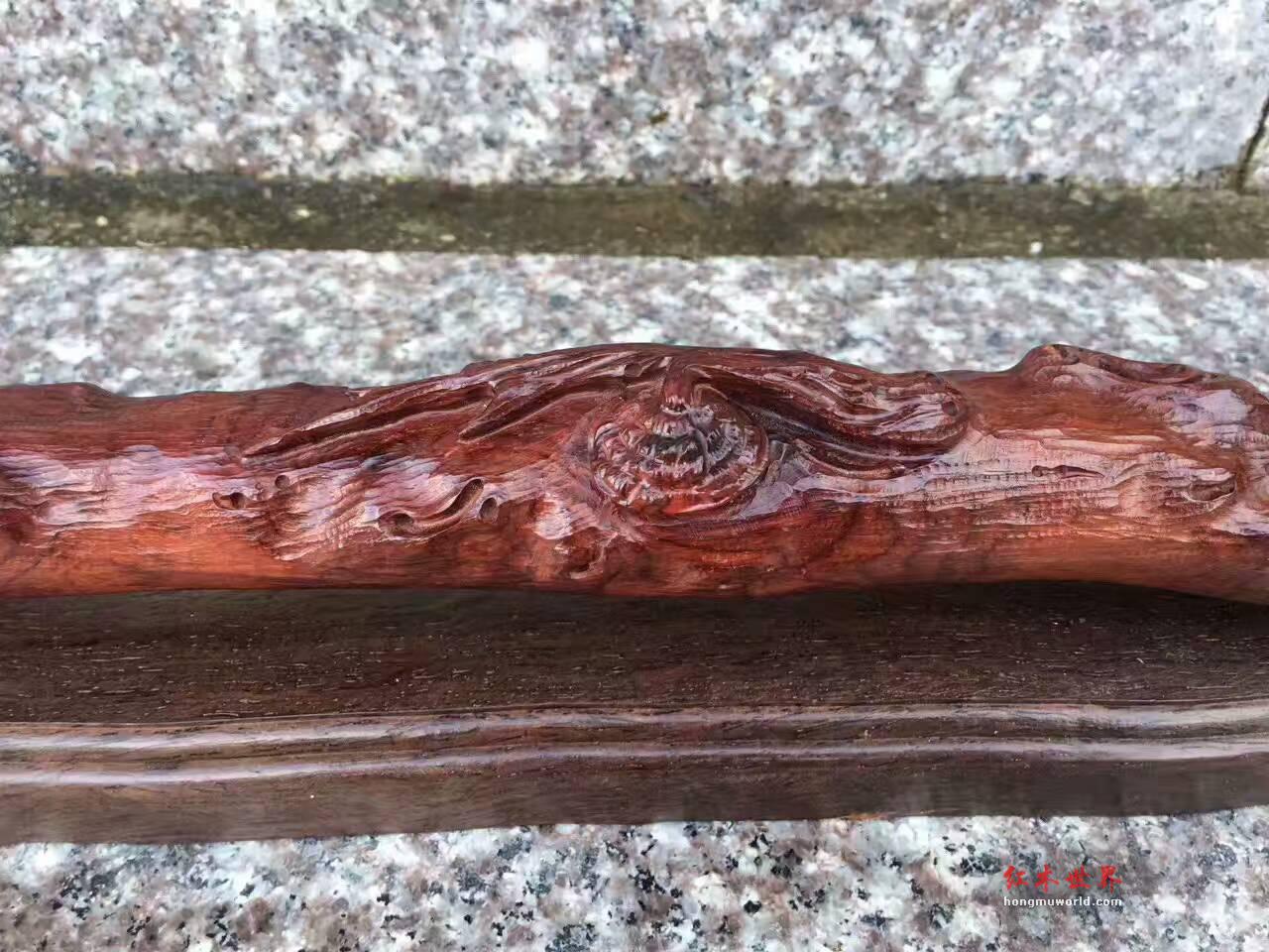 小叶紫檀把件《如意灵芝》精工雕刻油性好-5