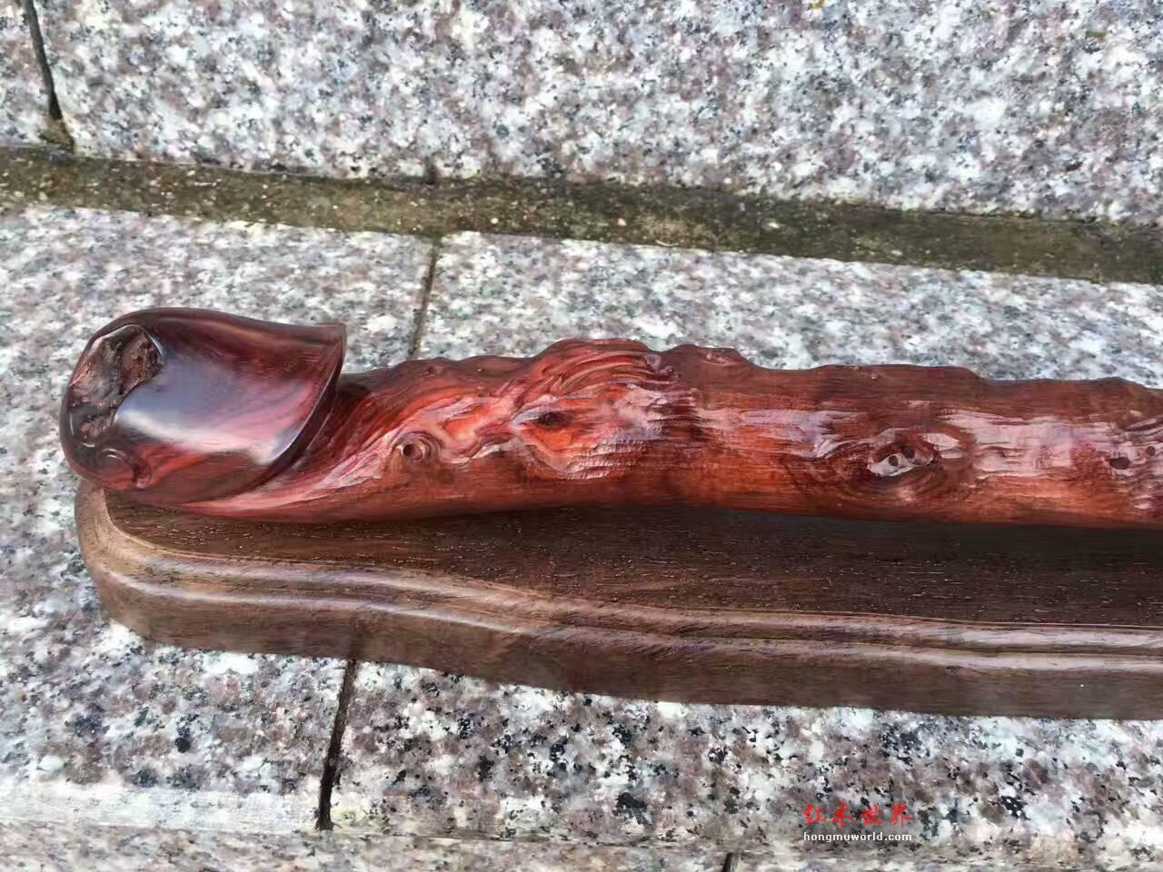 小叶紫檀把件《如意灵芝》精工雕刻油性好-6