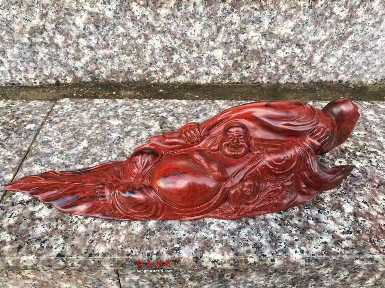 小叶紫檀把件《弥勒戏子》小巧精致-3