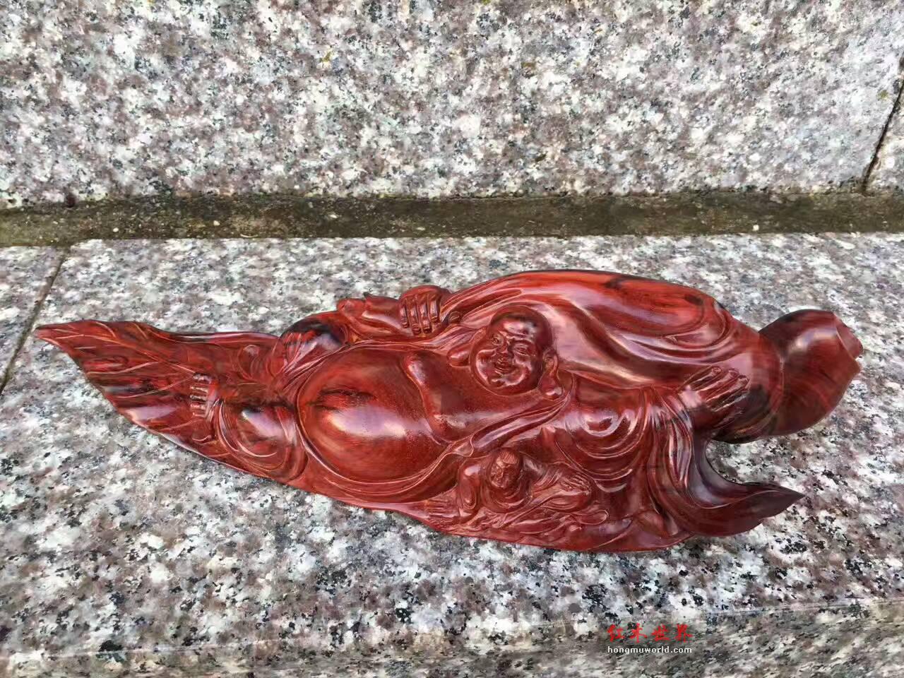 小叶紫檀把件《弥勒戏子》小巧精致-6