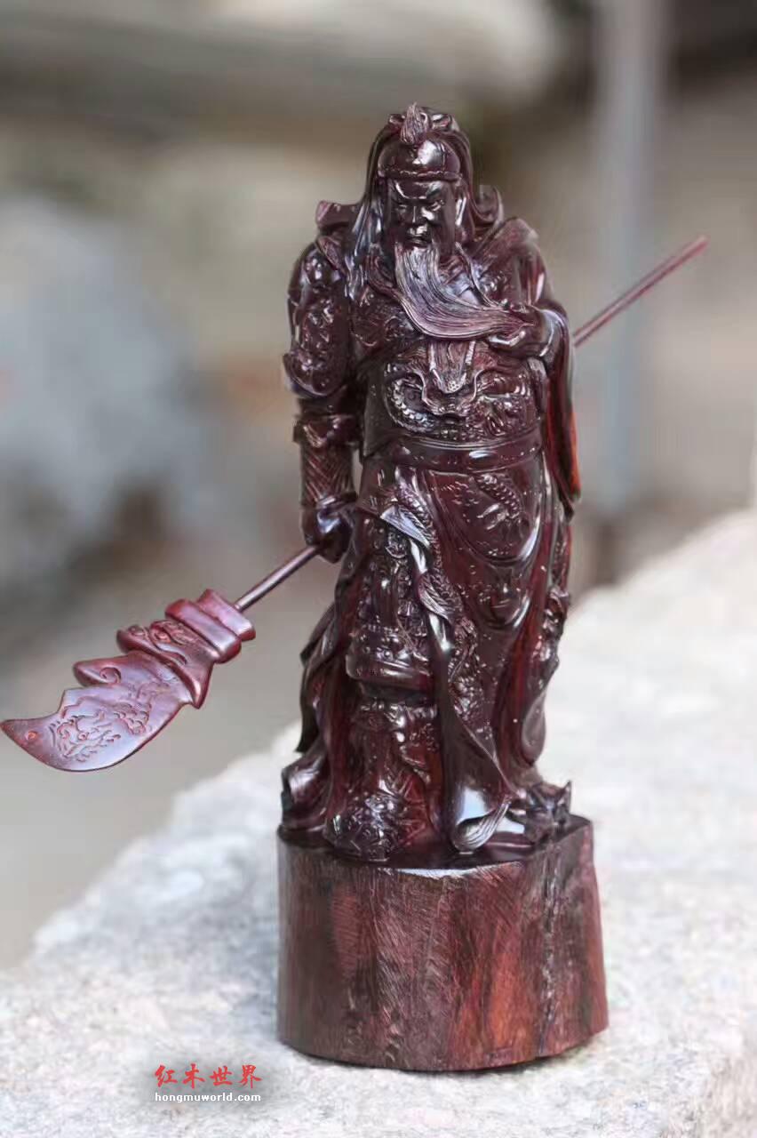 小叶紫檀小摆件《关公》野生老呢料已包浆招财镇宅-8