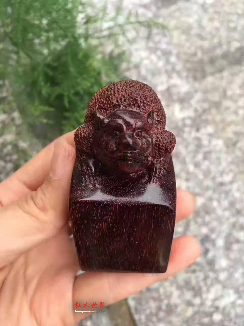 小紫叶檀金蟾形状方章 古朴典雅大气-3