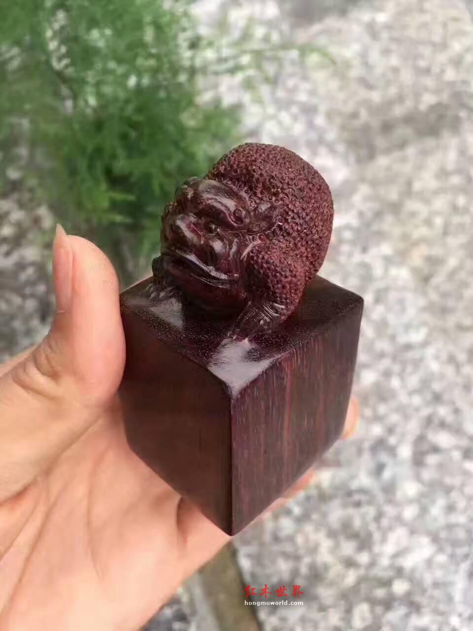 小紫叶檀金蟾形状方章 古朴典雅大气-6