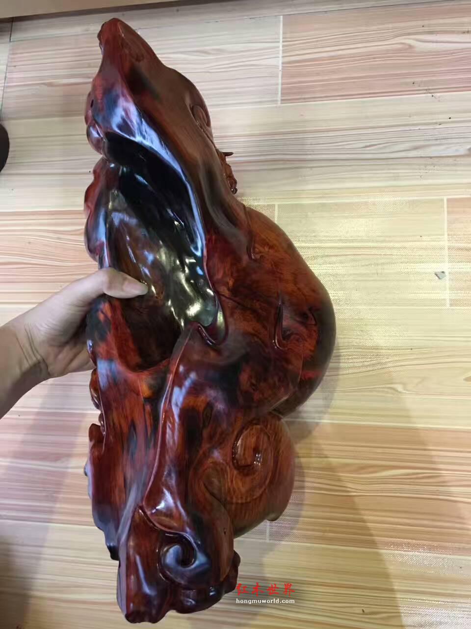 大红酸枝摆件《福寿双全》纯手工雕刻工艺精美寓意健康长寿-8