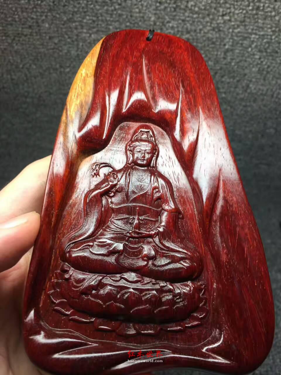 小叶紫檀挂坠把件《观音》泥料带金星-2