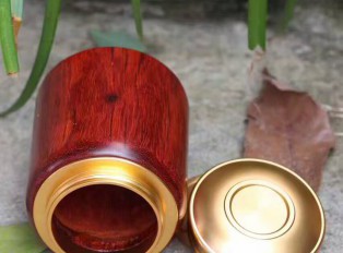 小叶紫檀茶叶罐 实心高油密老料满荧光纹理漂亮