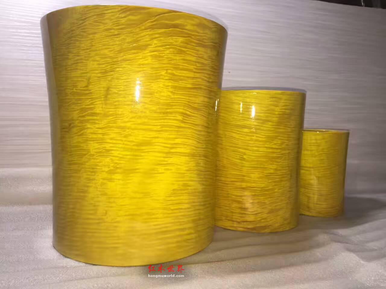 金丝楠3件套笔筒 颜色光泽靓丽纹理清晰-2